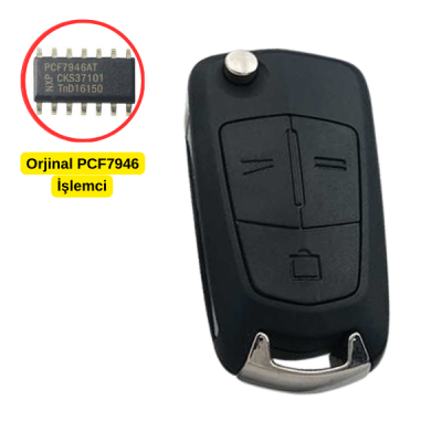 Vectra C 3 Buton Sustalı Kumanda 434Mhz (Orijinal PCF7946 İşlemcili) PCF7946 - ID46 - 1